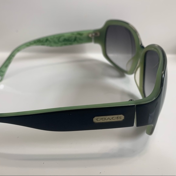 Coach Ginger S496 Women’s Black & Green Oval Sunglasses Script Logo with case